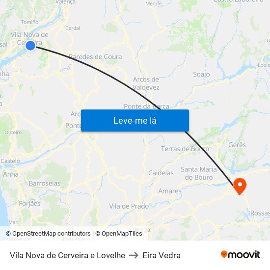 Vila Nova de Cerveira e Lovelhe to Eira Vedra map
