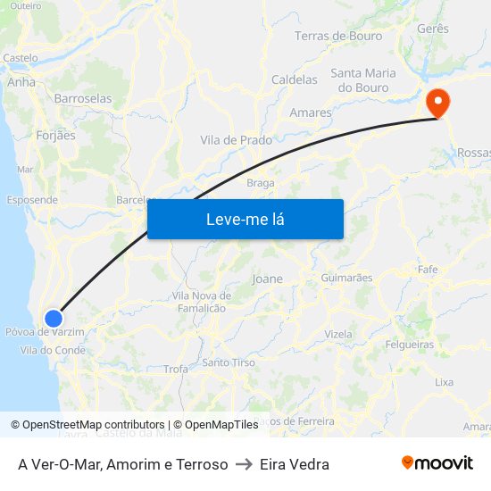 A Ver-O-Mar, Amorim e Terroso to Eira Vedra map