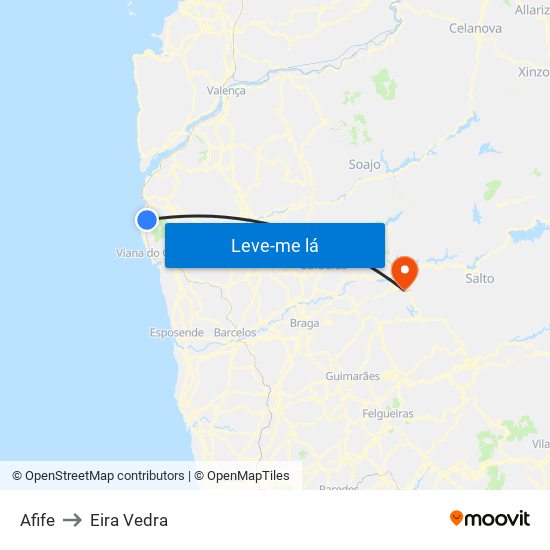 Afife to Eira Vedra map