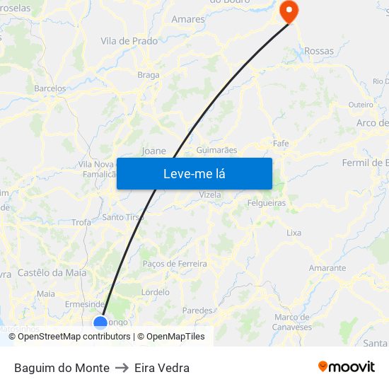 Baguim do Monte to Eira Vedra map