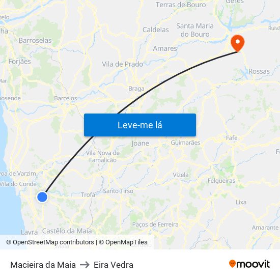 Macieira da Maia to Eira Vedra map