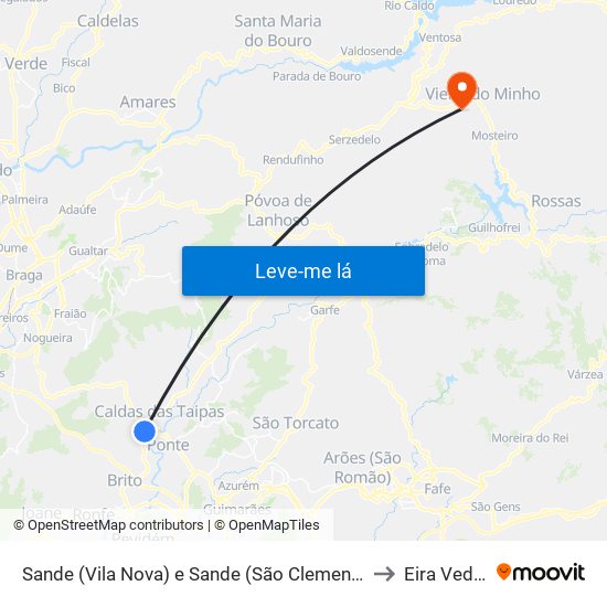 Sande (Vila Nova) e Sande (São Clemente) to Eira Vedra map