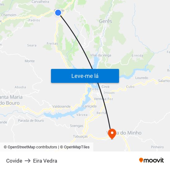 Covide to Eira Vedra map