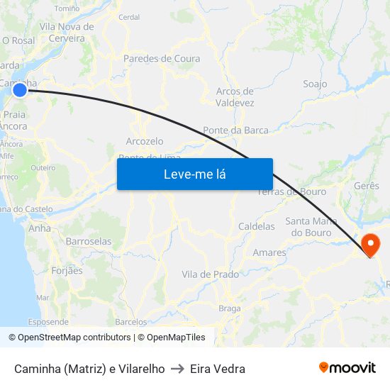 Caminha (Matriz) e Vilarelho to Eira Vedra map