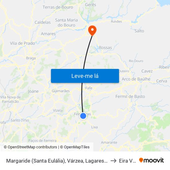 Margaride (Santa Eulália), Várzea, Lagares, Varziela e Moure to Eira Vedra map