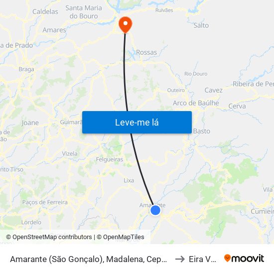 Amarante (São Gonçalo), Madalena, Cepelos e Gatão to Eira Vedra map