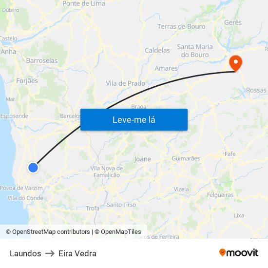 Laundos to Eira Vedra map