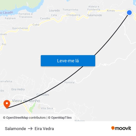 Salamonde to Eira Vedra map