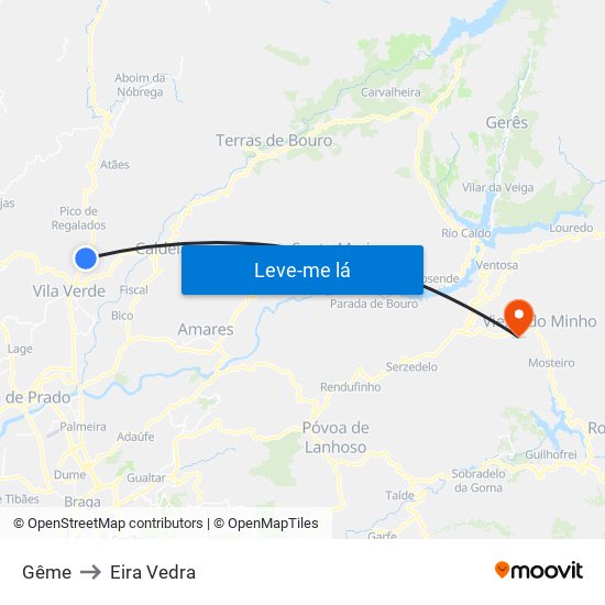 Gême to Eira Vedra map
