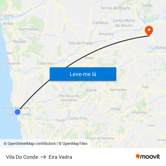 Vila Do Conde to Eira Vedra map
