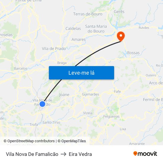Vila Nova De Famalicão to Eira Vedra map