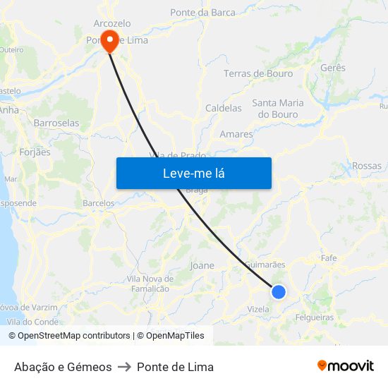 Abação e Gémeos to Ponte de Lima map