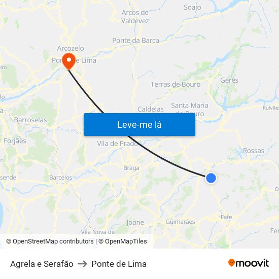 Agrela e Serafão to Ponte de Lima map