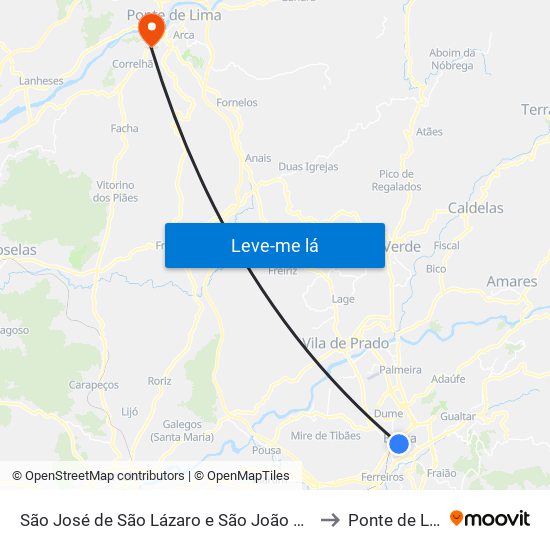 São José de São Lázaro e São João do Souto to Ponte de Lima map
