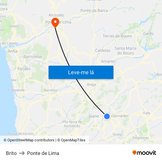 Brito to Ponte de Lima map