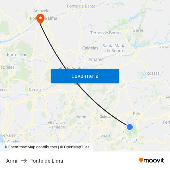 Armil to Ponte de Lima map