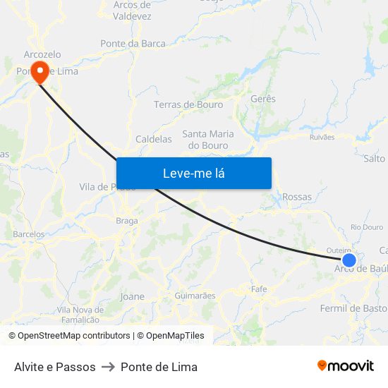 Alvite e Passos to Ponte de Lima map