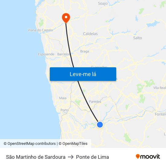 São Martinho de Sardoura to Ponte de Lima map