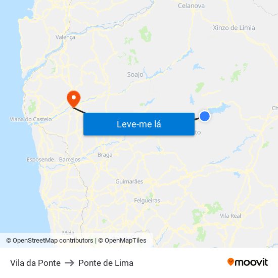 Vila da Ponte to Ponte de Lima map