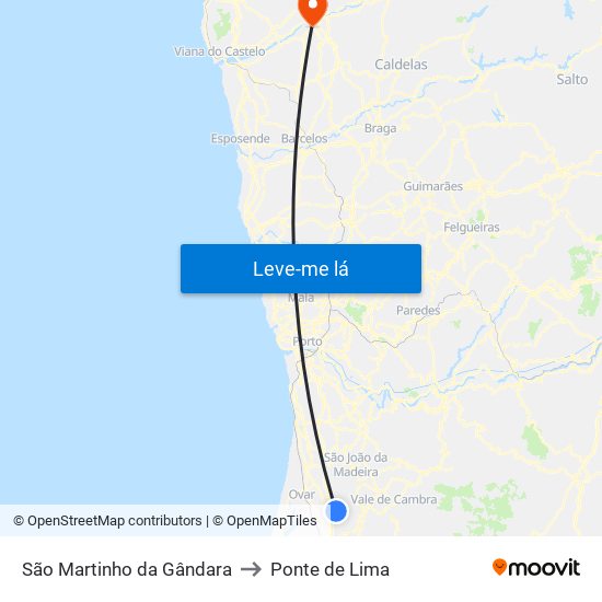 São Martinho da Gândara to Ponte de Lima map