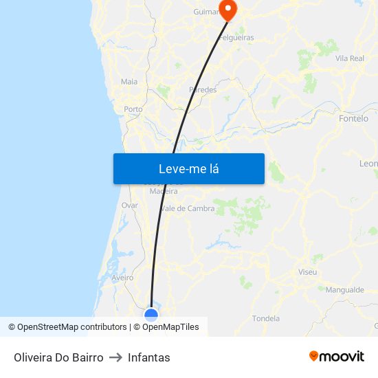 Oliveira Do Bairro to Infantas map