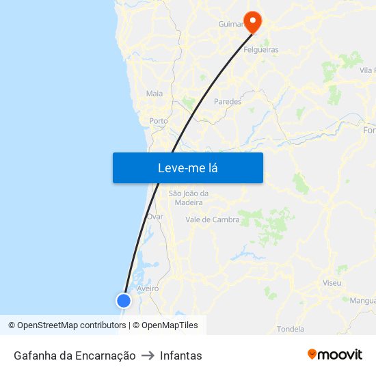 Gafanha da Encarnação to Infantas map