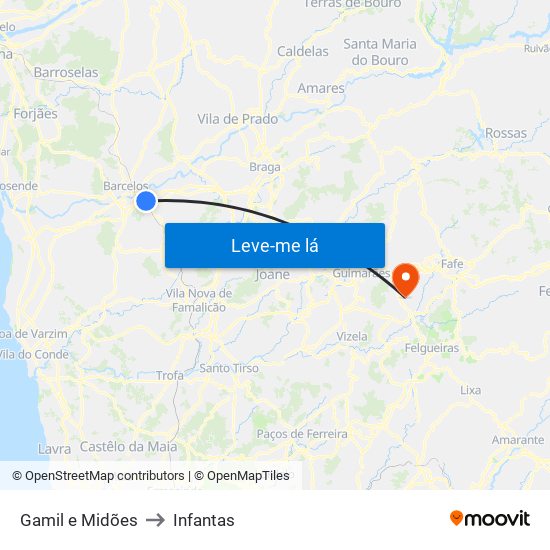 Gamil e Midões to Infantas map
