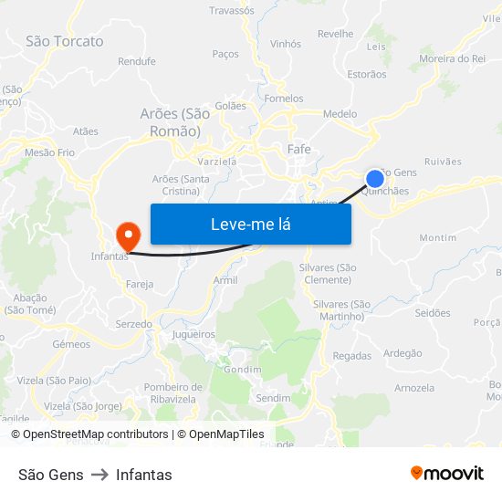 São Gens to Infantas map