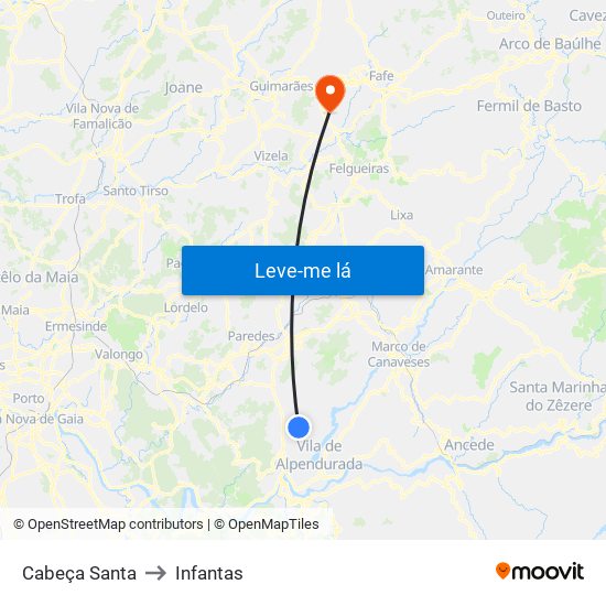 Cabeça Santa to Infantas map