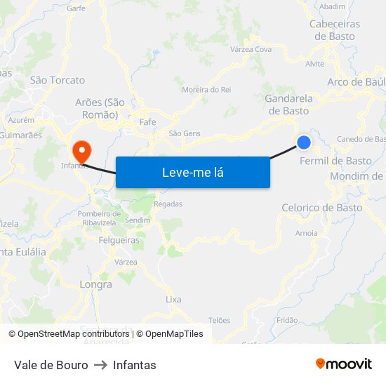 Vale de Bouro to Infantas map
