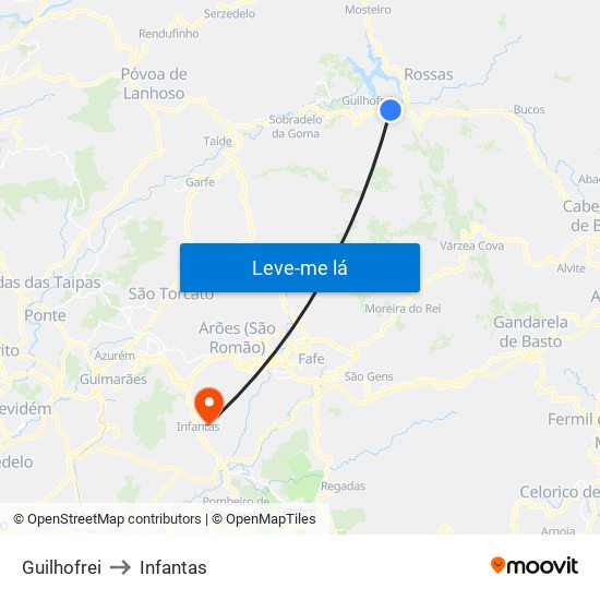 Guilhofrei to Infantas map