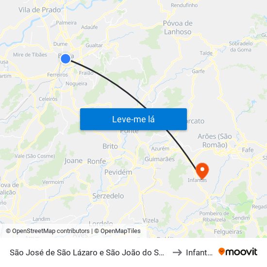 São José de São Lázaro e São João do Souto to Infantas map