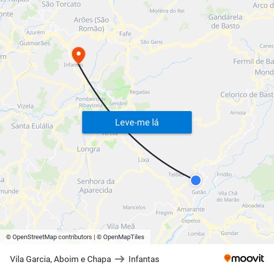 Vila Garcia, Aboim e Chapa to Infantas map