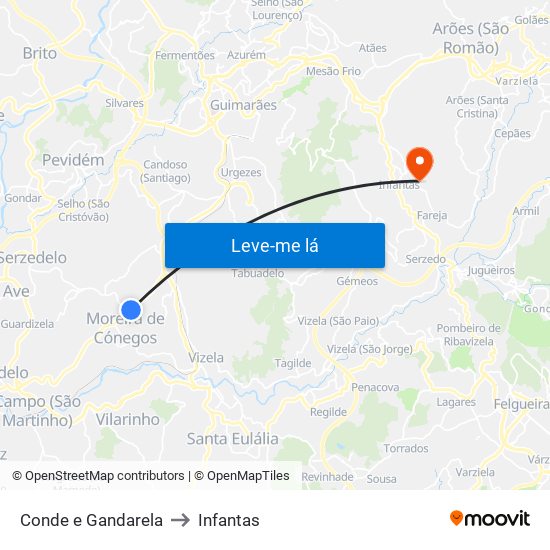 Conde e Gandarela to Infantas map