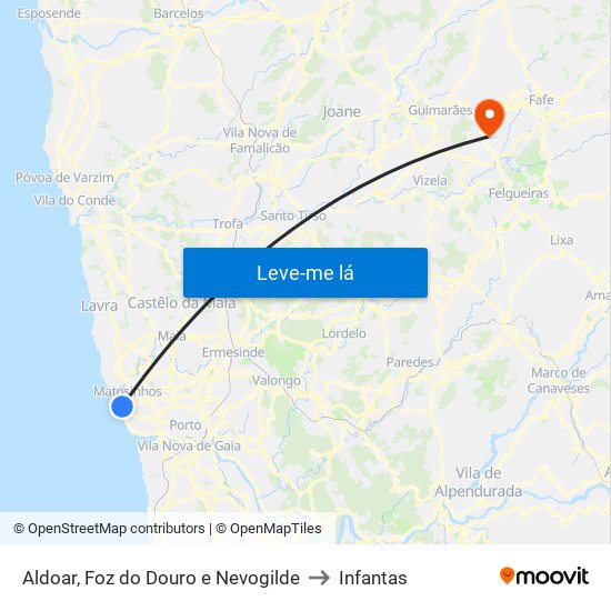 Aldoar, Foz do Douro e Nevogilde to Infantas map