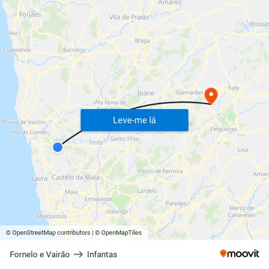 Fornelo e Vairão to Infantas map