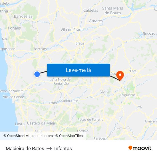 Macieira de Rates to Infantas map
