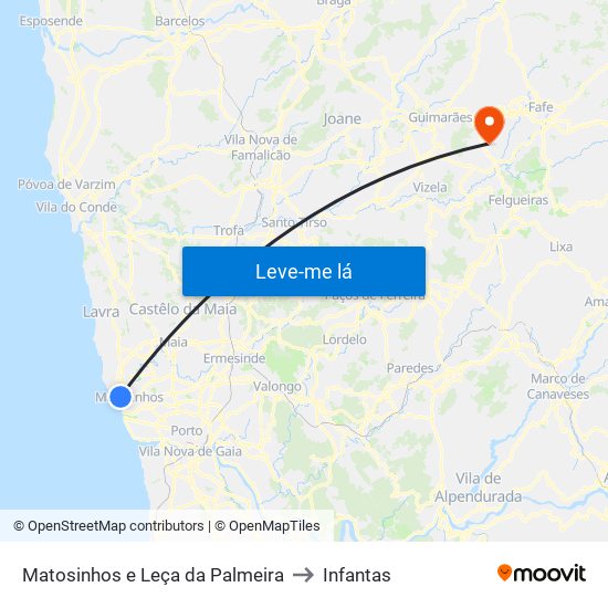 Matosinhos e Leça da Palmeira to Infantas map