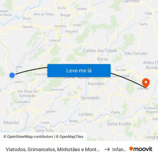 Viatodos, Grimancelos, Minhotães e Monte de Fralães to Infantas map