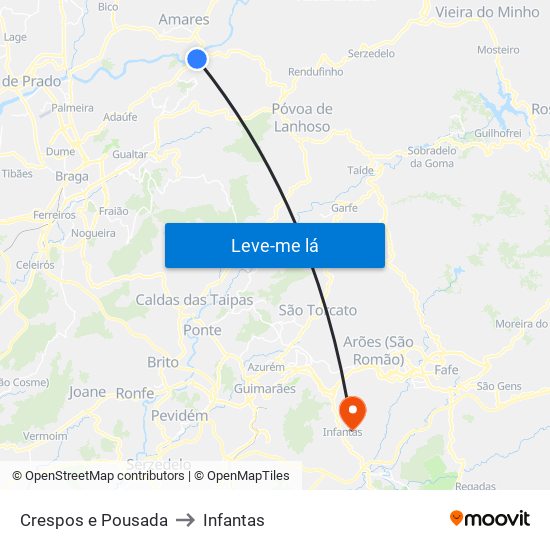 Crespos e Pousada to Infantas map