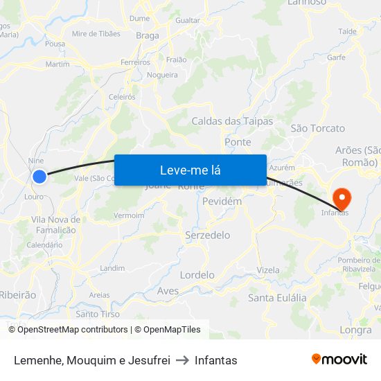 Lemenhe, Mouquim e Jesufrei to Infantas map