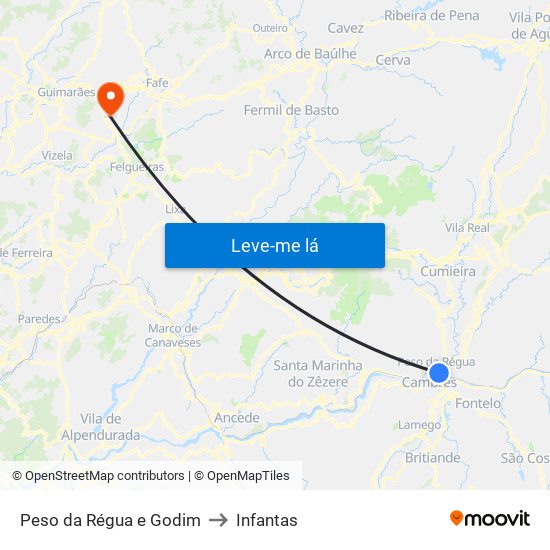 Peso da Régua e Godim to Infantas map