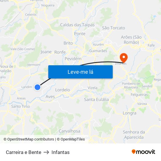 Carreira e Bente to Infantas map