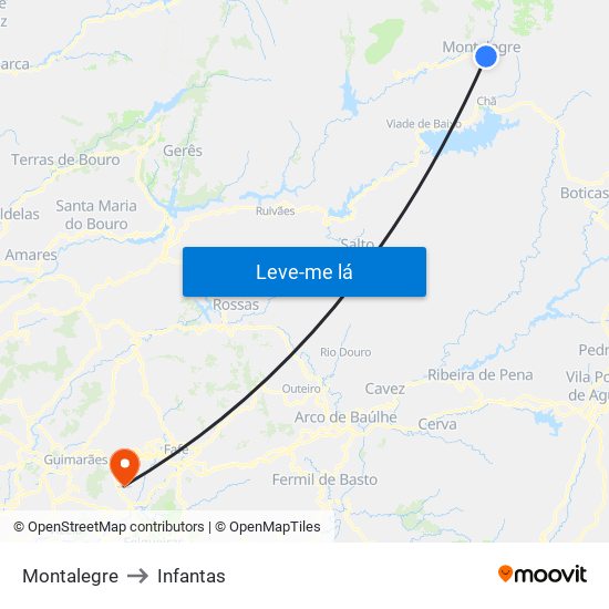 Montalegre to Infantas map