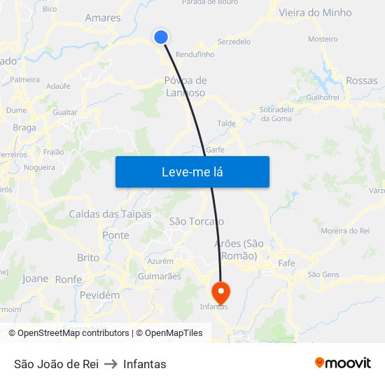 São João de Rei to Infantas map