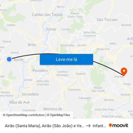 Airão (Santa Maria), Airão (São João) e Vermil to Infantas map