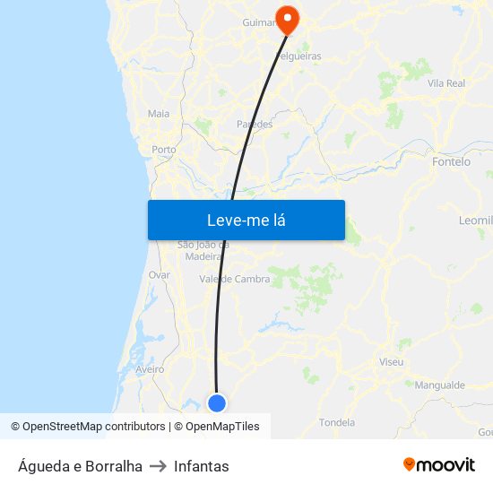 Águeda e Borralha to Infantas map