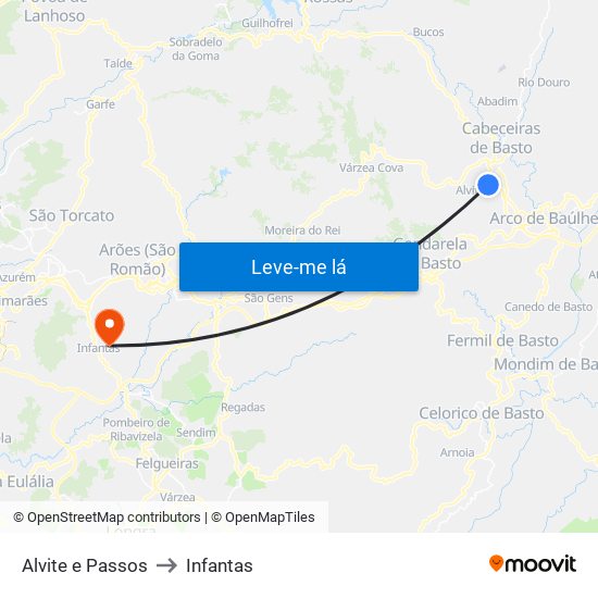 Alvite e Passos to Infantas map