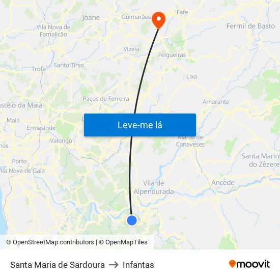 Santa Maria de Sardoura to Infantas map