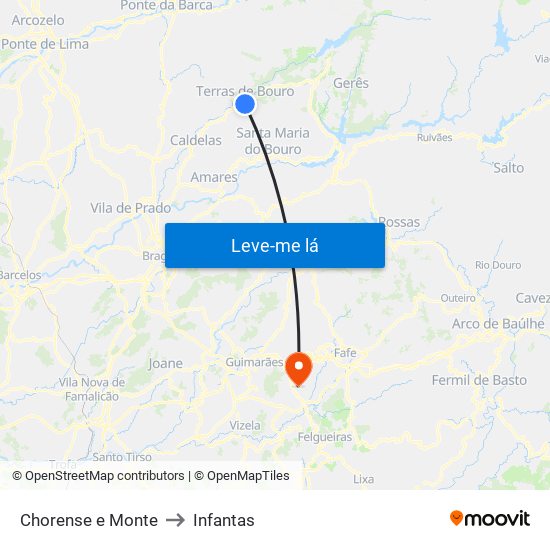 Chorense e Monte to Infantas map